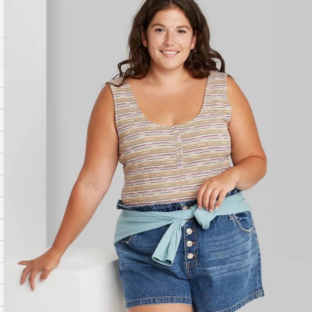 Wild Fable Retro Inspired Striped Snap Placket Bodysuit